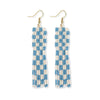 Harriet Woven Top Gingham Beaded Fringe Earrings Light Blue Wholesale