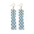 Harriet Woven Top Gingham Beaded Fringe Earrings Light Blue Wholesale