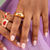 Hazel Oval Stone With Enamel Band Ring Blush/Red Wholesale- Size 7