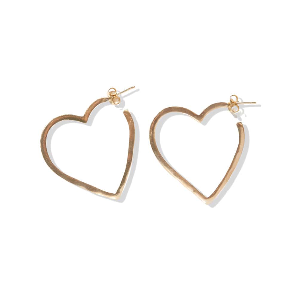 Heidi Heart Hoop Earrings Brass Wholesale