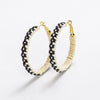 Holly Two-Color Woven Raffia Hoops Ivory/Black Wholesale