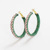 Holly Two-Color Woven Raffia Hoops Kelly Green and Pink Wholesale