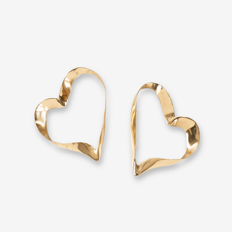 Hope Ribbon Heart Earrings Brass Wholesale