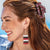 Allison Horizontal Stripes Beaded Fringe Earrings Red and Black