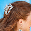 Lola Game Day Checked Beaded Hair Claw Clip Light Blue and White Wholesale