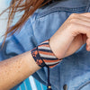 Gabby Game Day &quot;Paw Prints&quot; Adjustable Beaded Bracelets Navy and Orange Wholesale