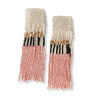 Belle Color Block with Stripes Beaded Fringe Earrings Blush Wholesale