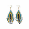 Haley Stacked Triangle Beaded Fringe Earrings Teal Wholesale
