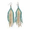 Jane Triangle with Gold Stripe Beaded Fringe Earrings Teal Wholesale