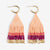 James Mini Gold Hoop Colorblock Beaded Fringe Earrings Blush Wholesale