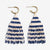 James Mini Gold Hoop Two Tone Stripes Beaded Fringe Earrings Navy Wholesale