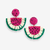 Josephine Watermelon Raffia Drop Earrings Hot Pink Wholesale