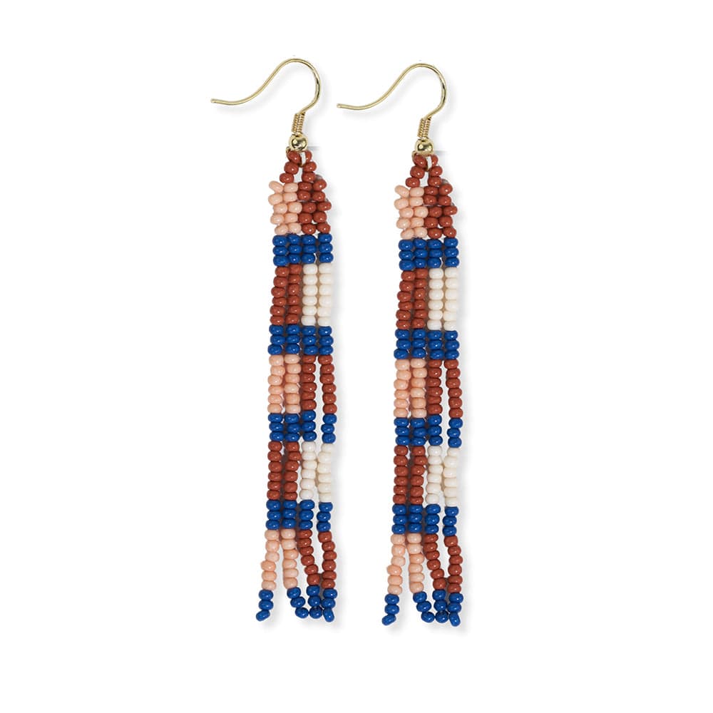 June Checks And Stripes Petite Beaded Fringe Earrings Wholesale