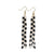 June Mini Checked Pattern Petite Beaded Fringe Earrings Black Wholesale