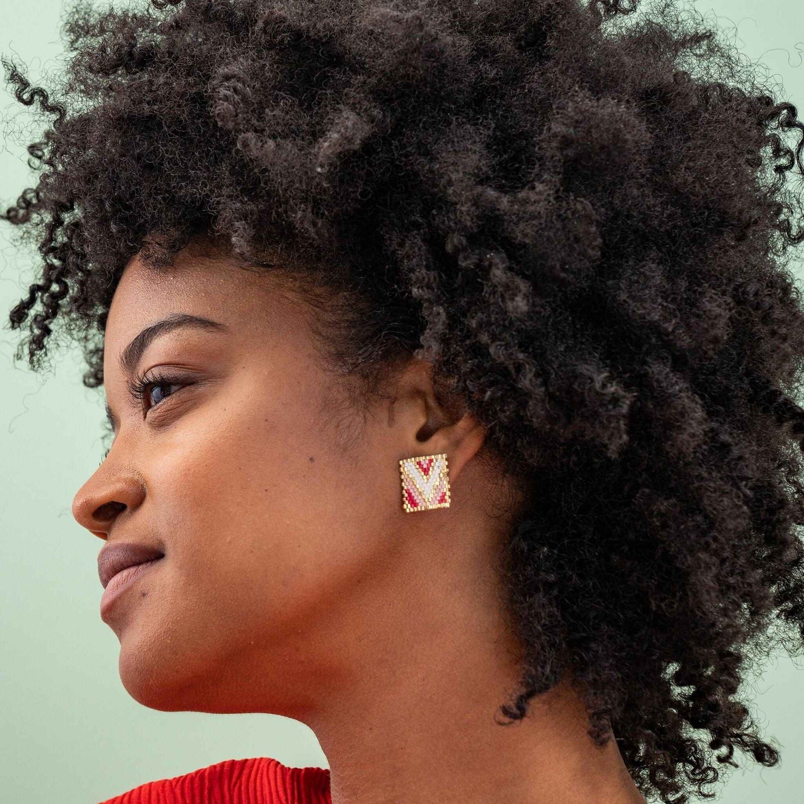 Kallie Rectangle Post Beaded Earrings Blush Wholesale