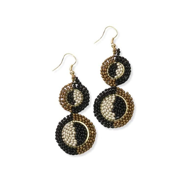 Kara Half Circles Beaded Earrings Black Wholesale