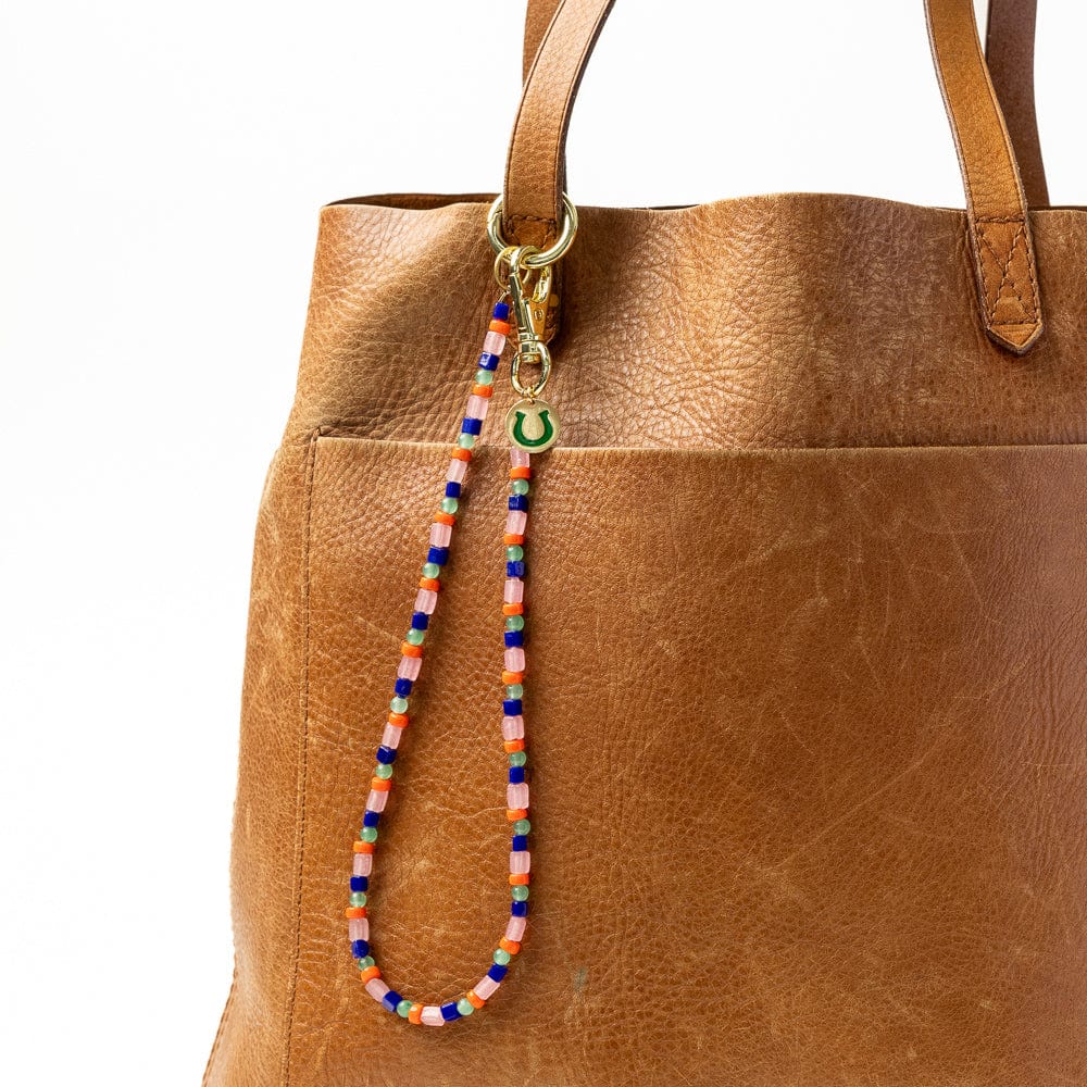 Kate Beaded Bag Charm with Brass Horseshoe Key Ring + Bag Charm