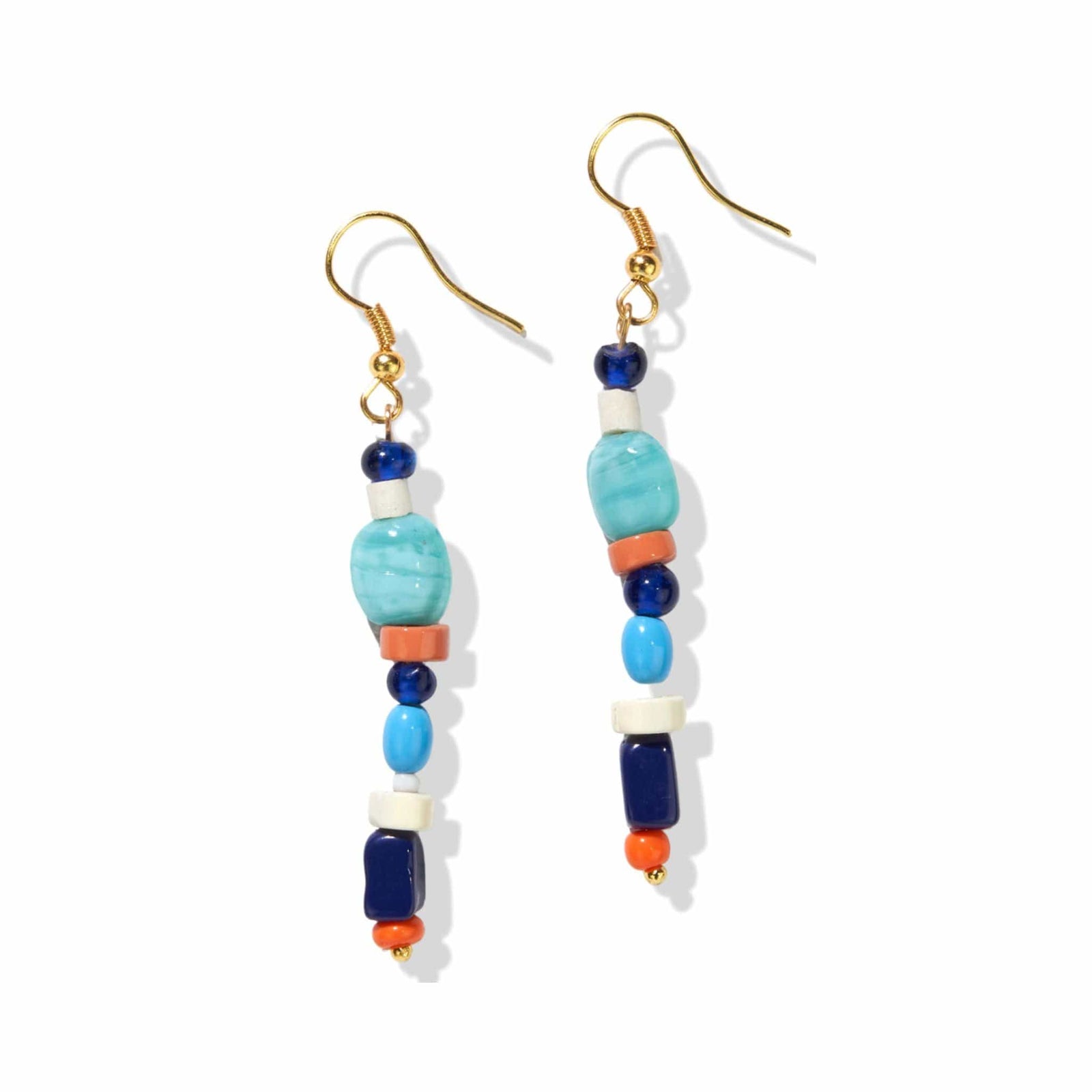 LAPIS MIX GLASS BEAD DROP DANGLE EARRINGS Wholesale