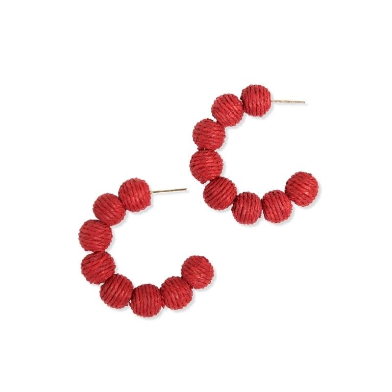 Leila Solid Hoop Earrings Red Wholesale
