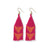 Lennon Two Color Triangles Beaded Fringe Earrings Hot Pink Wholesale
