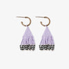 Leta Mini Gold Hoop Solid With Black/White Bottom Beaded Fringe Earrings Light Lavender Wholesale