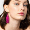 Lexie Solid Beaded Fringe Earrings Magenta Wholesale