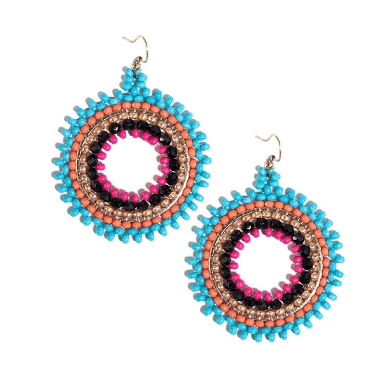 Lulu Circles Beaded Earrings Turquoise Wholesale