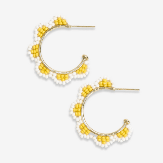 Luna Beaded Scallop Gold Hoop Lemon Wholesale