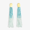 Mae Oval Brass Post Two-Color Beaded Tassel Earrings Light Blue Wholesale