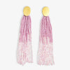 Mae Oval Brass Post Two-Color Beaded Tassel Earrings Light Lavender Wholesale