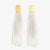 Mae Oval Brass Post Two-Color Beaded Tassel Earrings White Wholesale