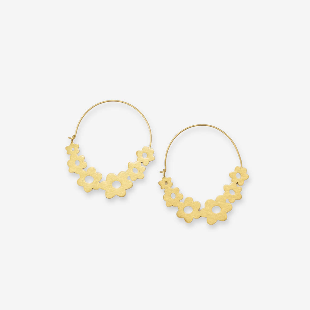Maeve Floral Wrapped Hoop Brass Wholesale