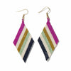 Frida Diagonal Uniform Stripe Beaded Earrings Magenta Wholesale