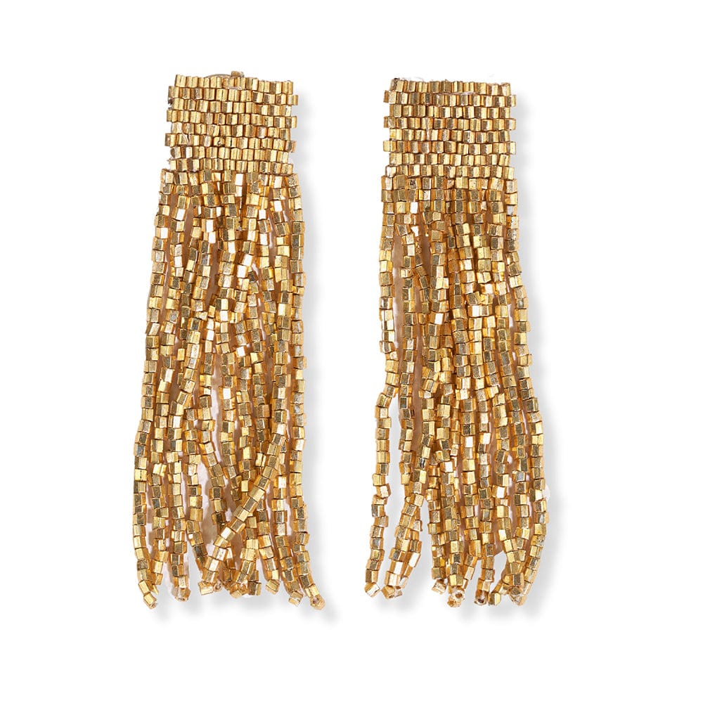 Marilyn Solid Beaded Fringe Earring Gold Wholesale