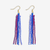 Melissa Speckled Border With Solid Middle Beaded Fringe Earrings Royal Blue Wholesale