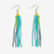 Melissa Speckled Border With Solid Middle Beaded Fringe Earrings Turquoise Wholesale