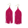 Michele Solid Beaded Fringe Earrings Hot Pink Wholesale