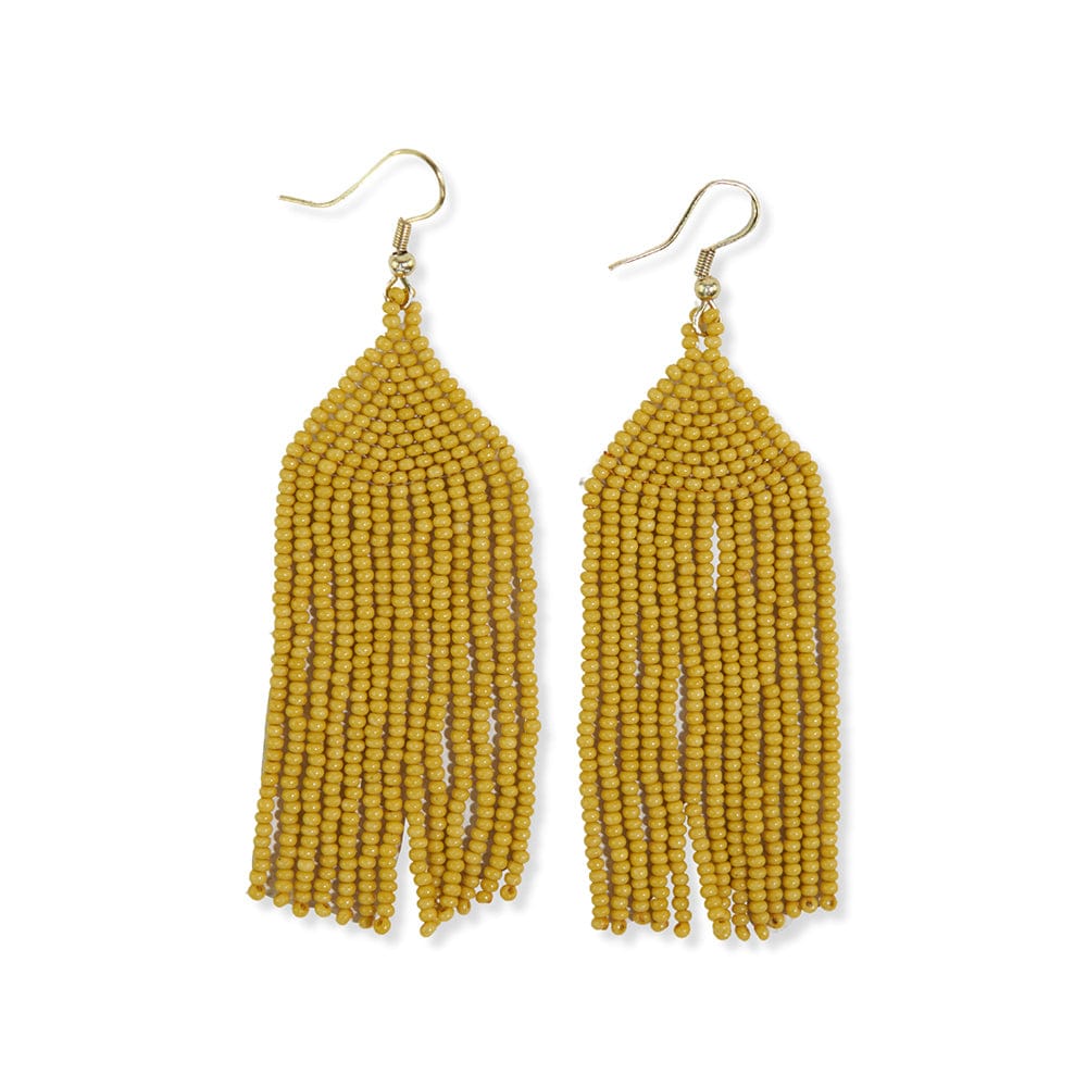 Michele Solid Beaded Fringe Earrings Yellow Wholesale