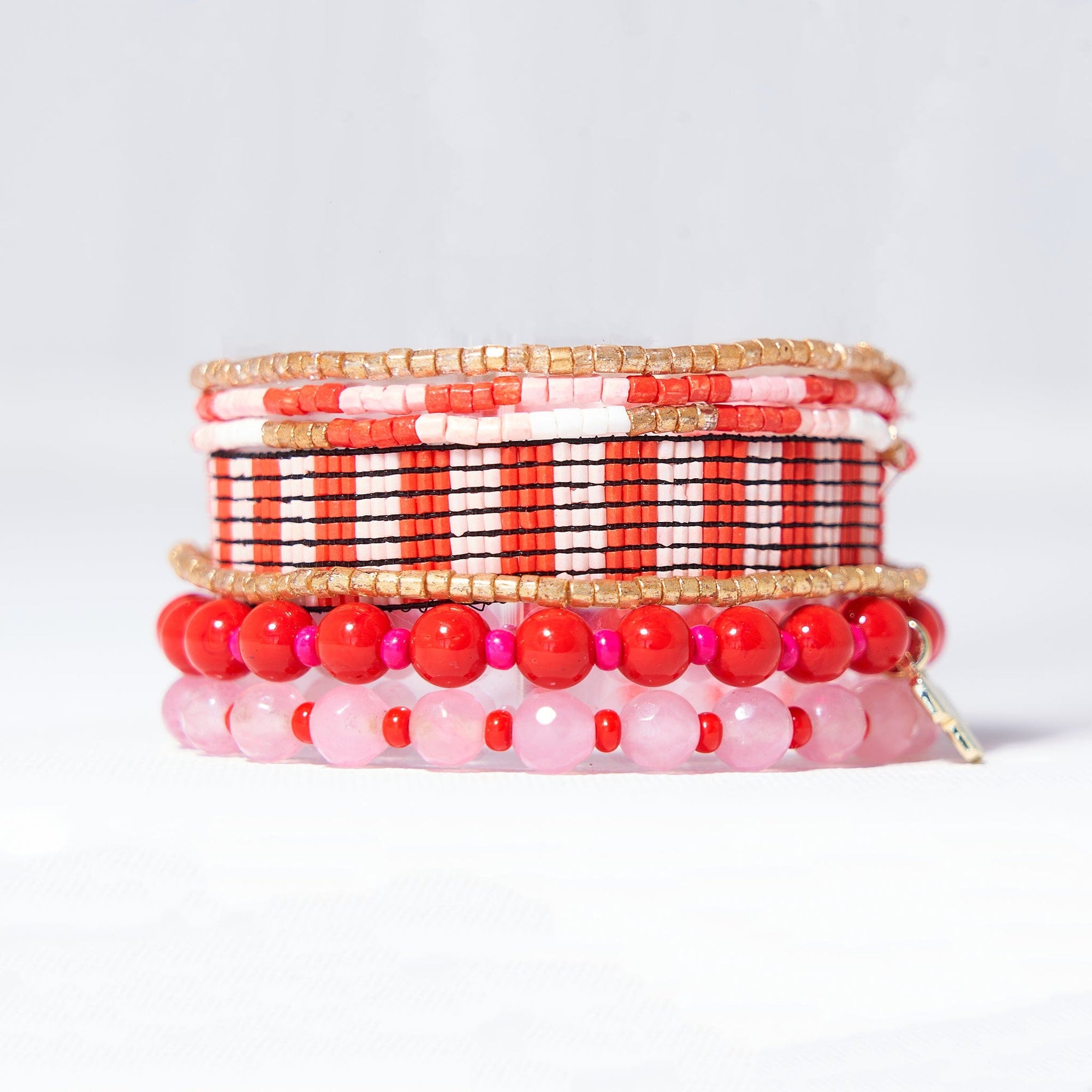 Mixed Bracelet Stack of 8 Red Wholesale