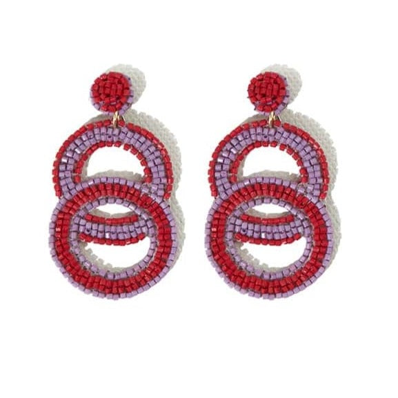 Monica Color Block Earrings Red Wholesale