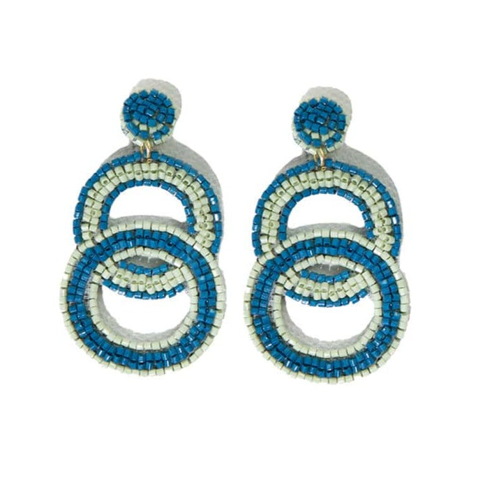 Monica Color Block Earrings Teal Wholesale