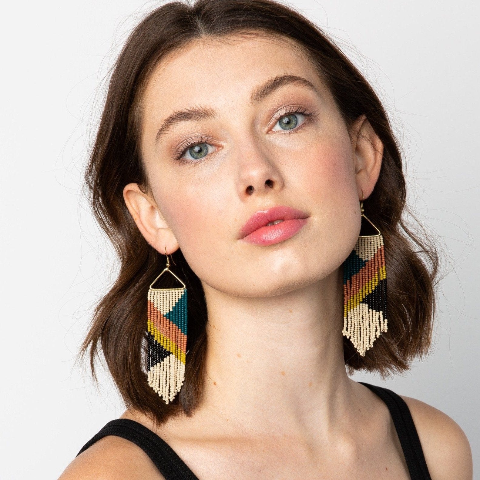Emilie Angles Beaded Fringe Earrings Rust Wholesale