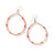 Courtney Alternating Beaded Hoop Earrings Coral and Pink Wholesale