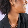 Pippa Twisted Colorblock Enamel Hoop Earrings Black/White Wholesale