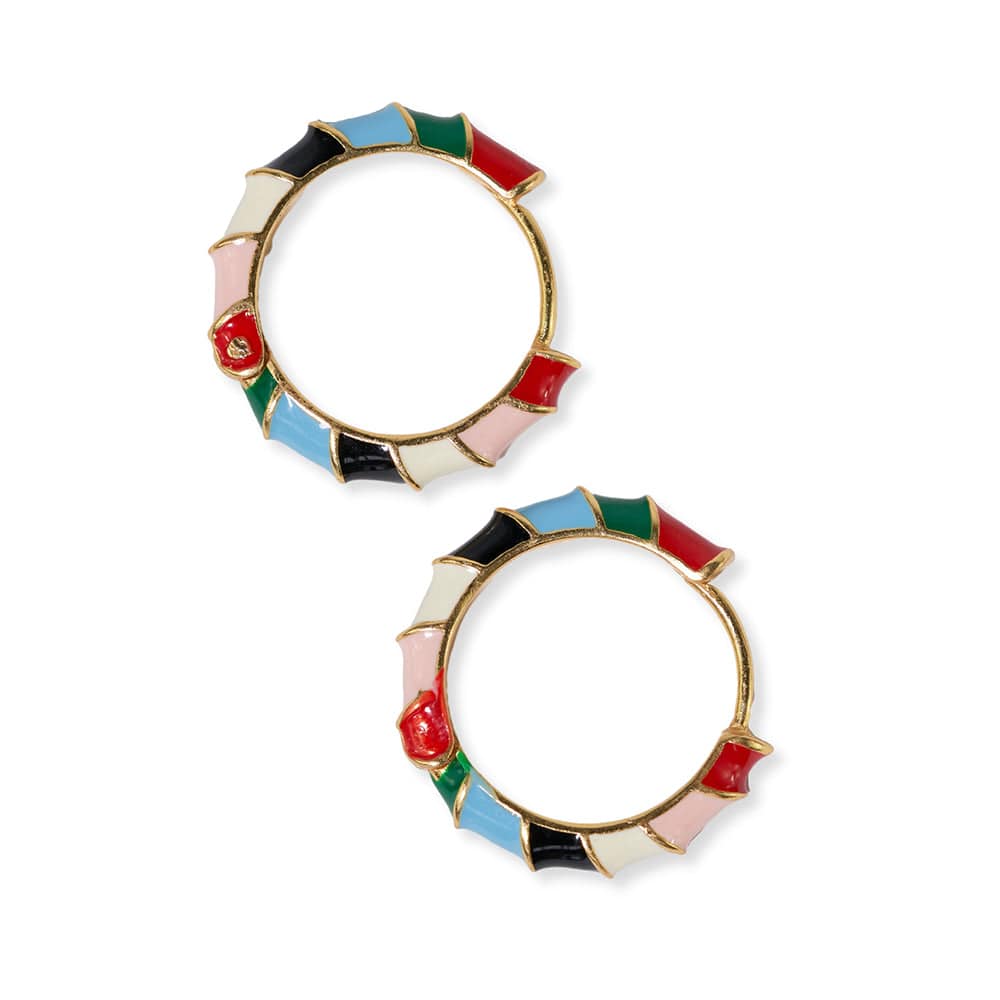 Pippa Twisted Colorblock Enamel Hoop Earrings Multi-Color Wholesale