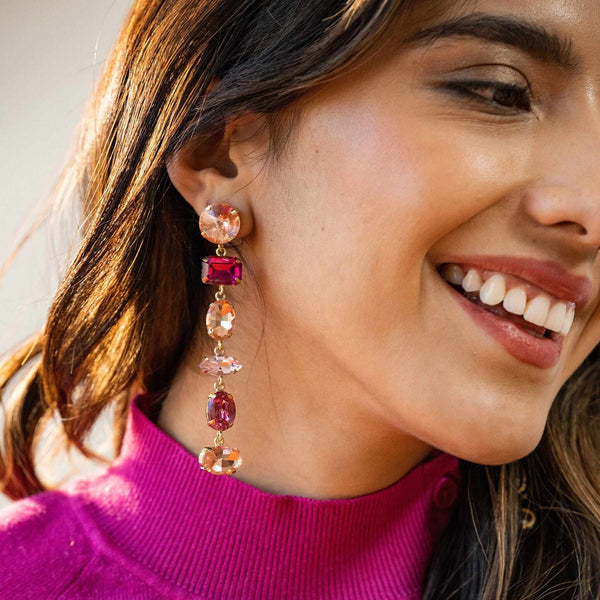 Small Dusty Pink Drop Earrings - Gold Plate – Dandelion Jewelry