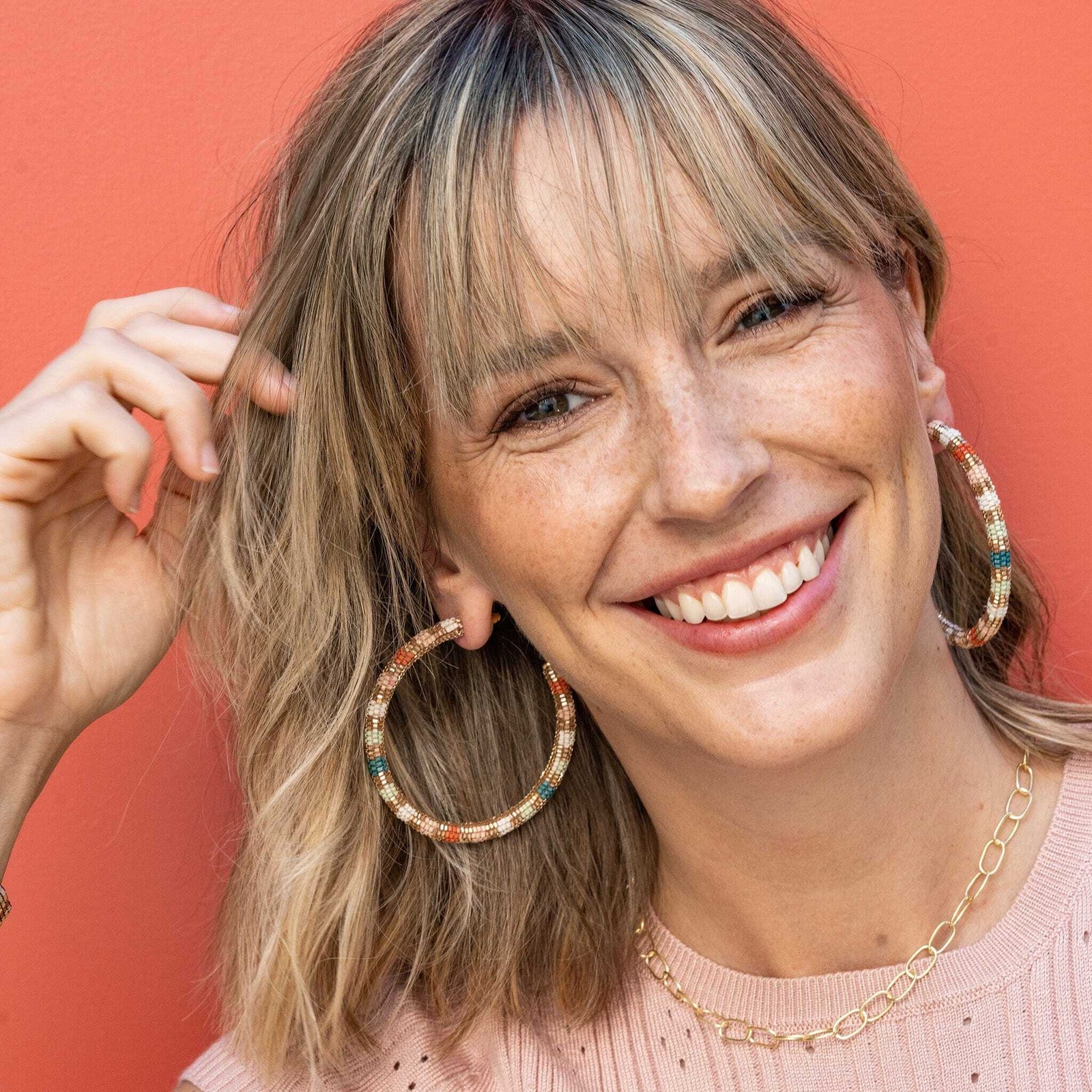 Raquel Striped Hoop Earrings Desert Wholesale