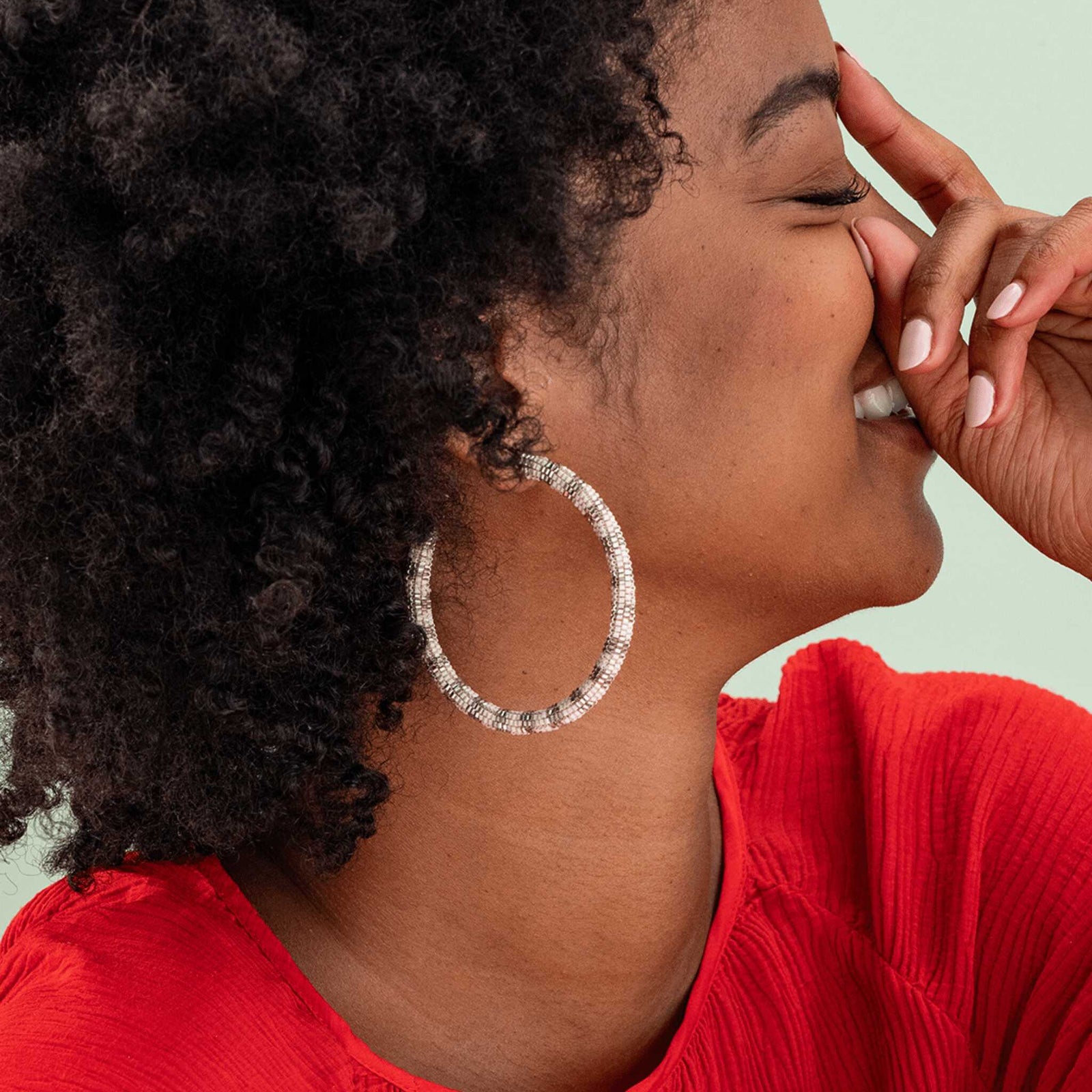 Raquel Striped Hoops Silver Wholesale