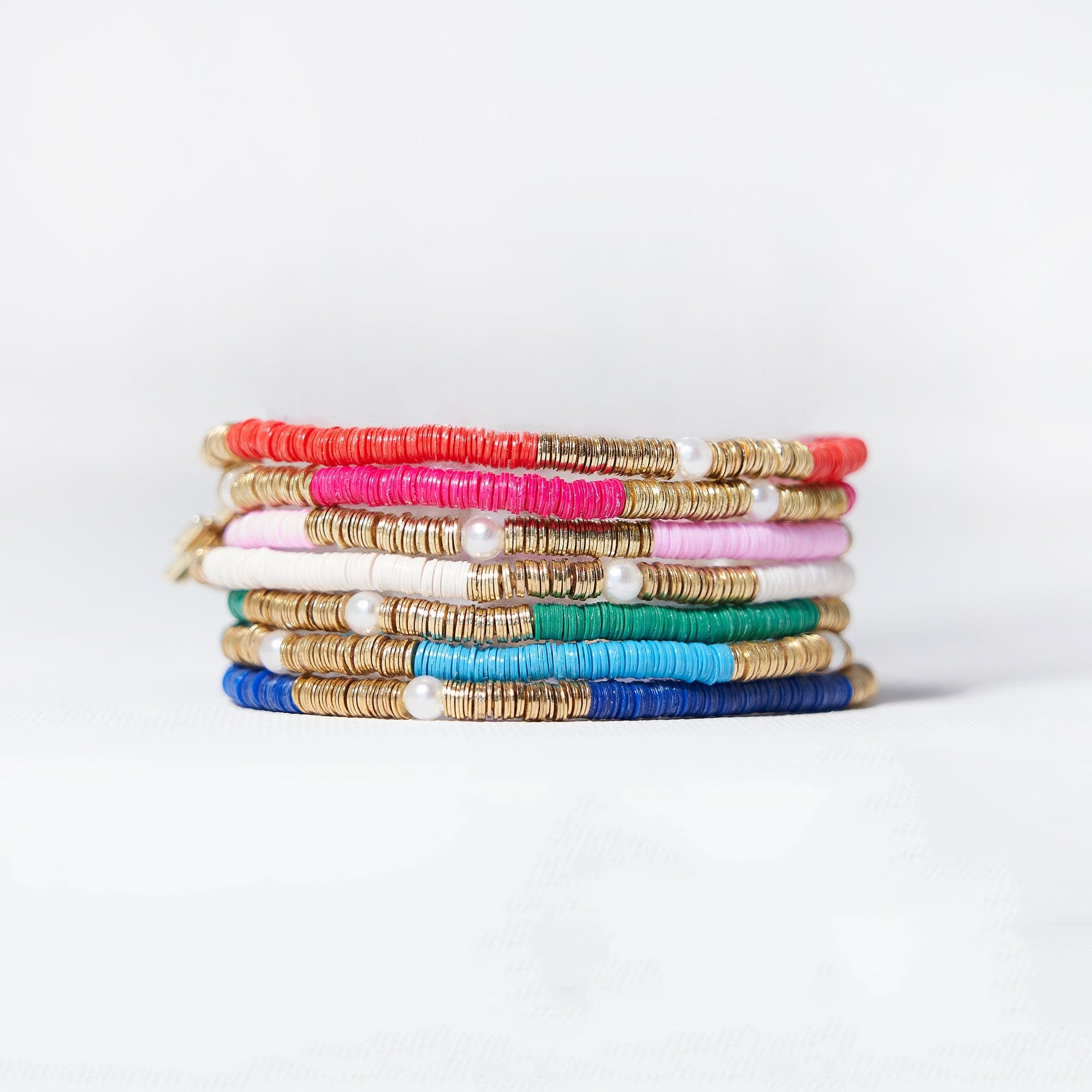 Rory Sequins and Pearls Bracelet Stack of 7 Rainbow Wholesale