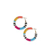 Rosemary Color Block and Stripe Beaded Rope Hoop Earrings Rainbow Wholesale